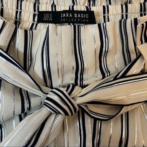 Zara Striped Paper Bag Culottes Size S - Picture 6 of 11